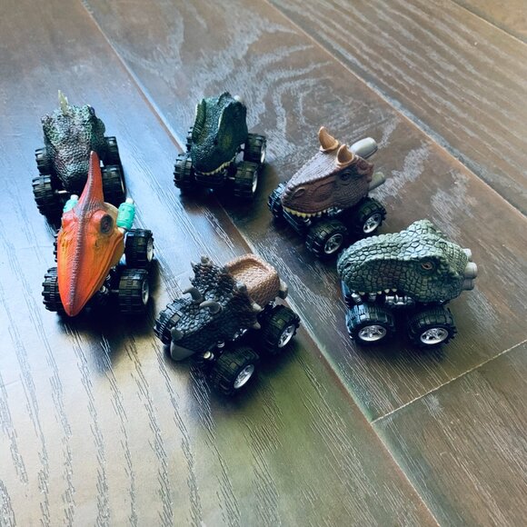 6-Pack Dino Dinosaur Pull Back Toy Trucks Cars Playset for Little Kids/Boys - Picture 3 of 9